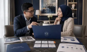 Konsultasi jasa gathering perusahaan dengan materi venue options, participant profile, dan agenda flow bersama Shallora.