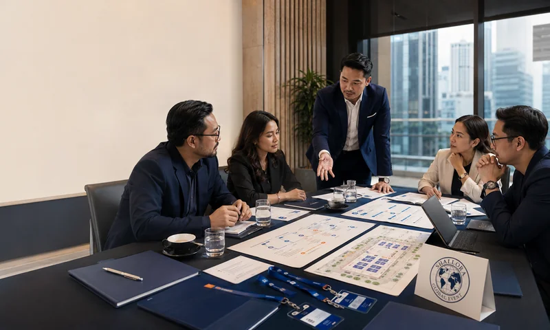 Tim Shallora mendiskusikan corporate dan MICE event sebagai sistem pengalaman dengan materi brief, alur peserta, hospitality, risiko, dan dokumentasi di ruang rapat profesional.