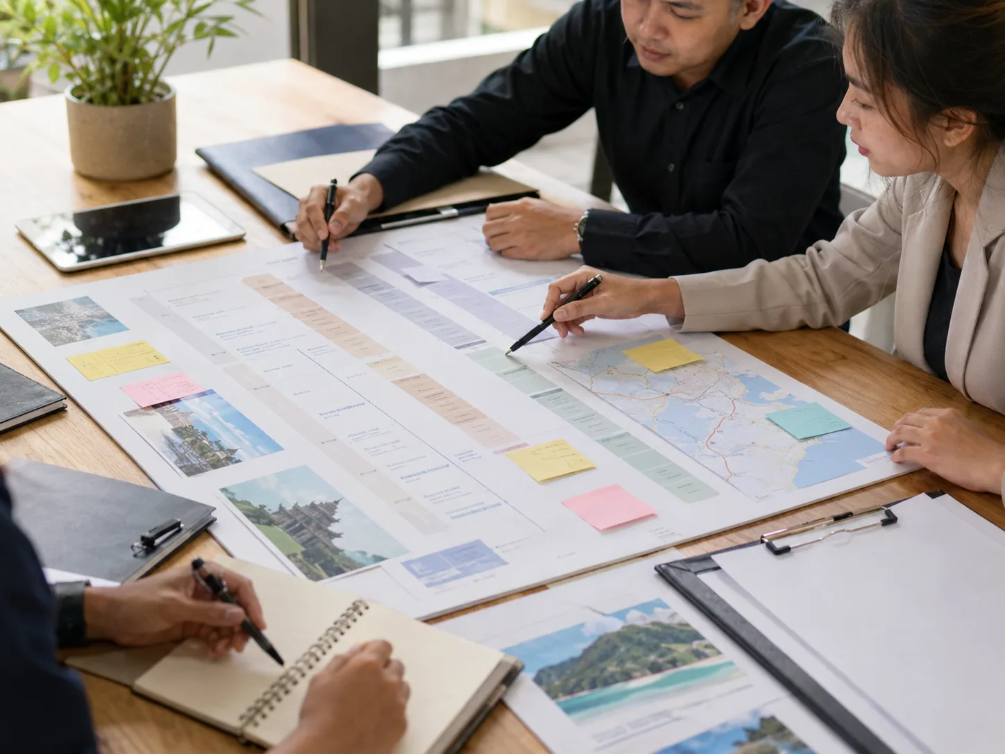 Visual representatif perencanaan itinerary dan peta program untuk corporate experience.