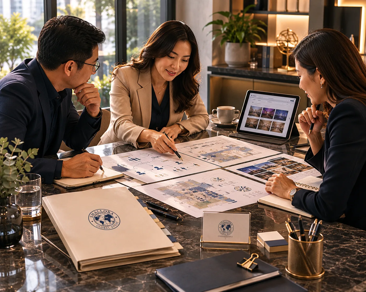 Visual representatif konsultasi perencanaan event korporat dengan pembahasan brief, floorplan, dan kebutuhan program.
