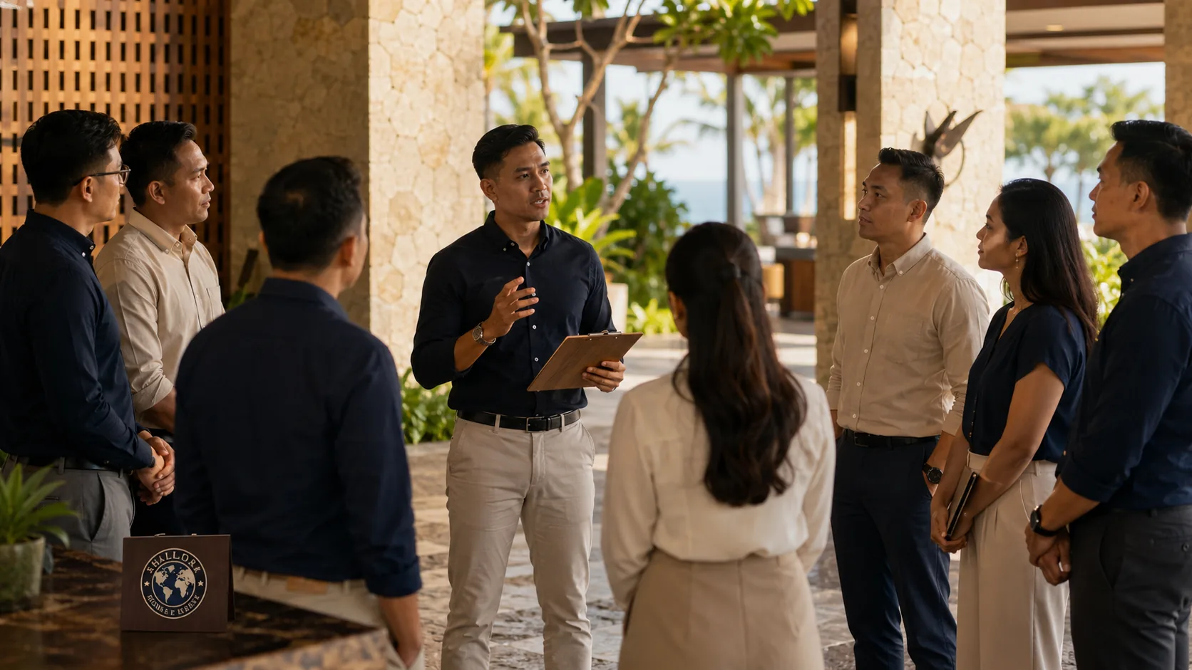 Visual representatif fasilitator memberi briefing aktivitas kepada peserta korporat dalam sesi Experience Activation.