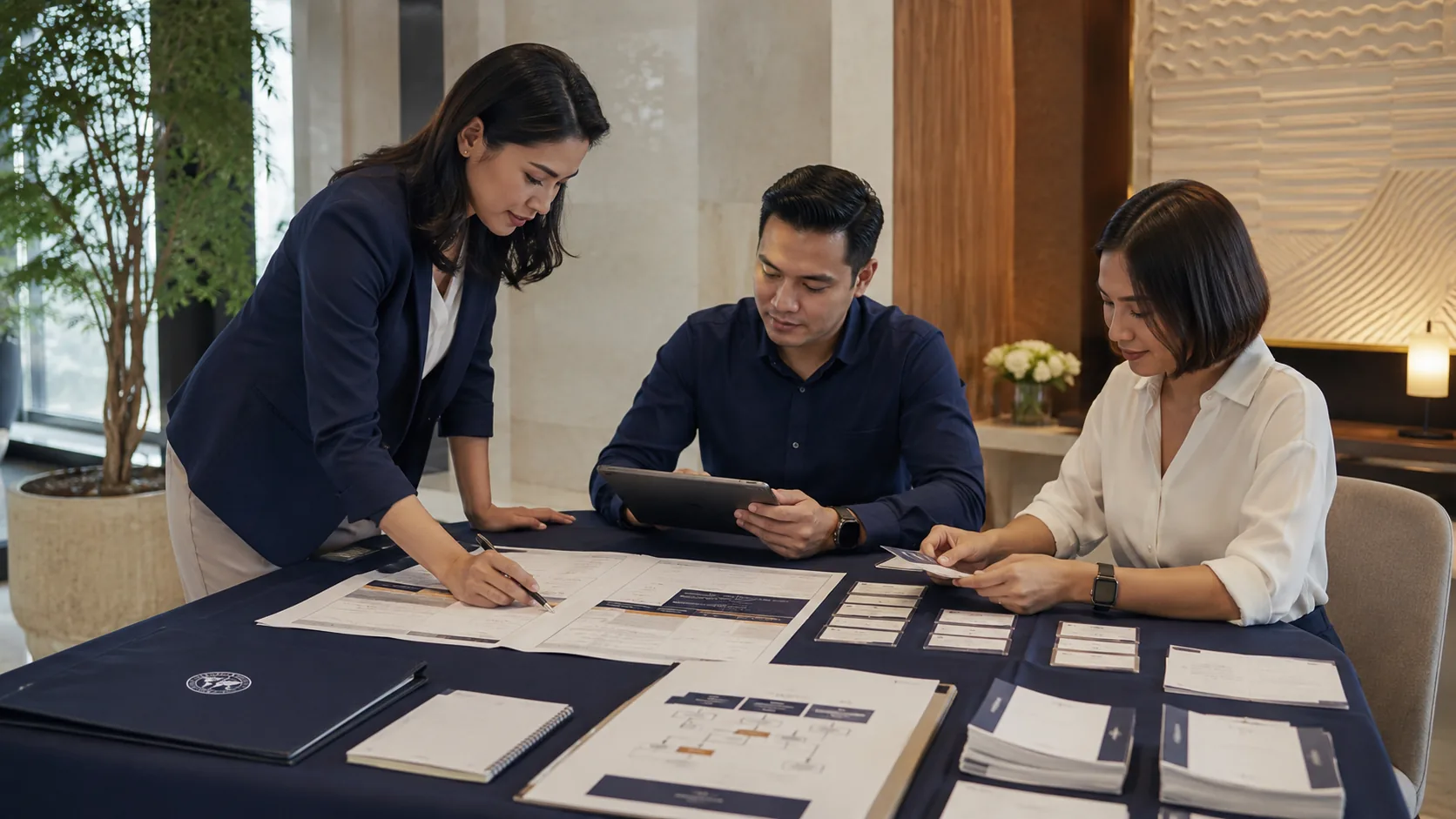 Visual representatif review alur Experience Activation dengan planning table, program notes, dan materi koordinasi aktivitas.