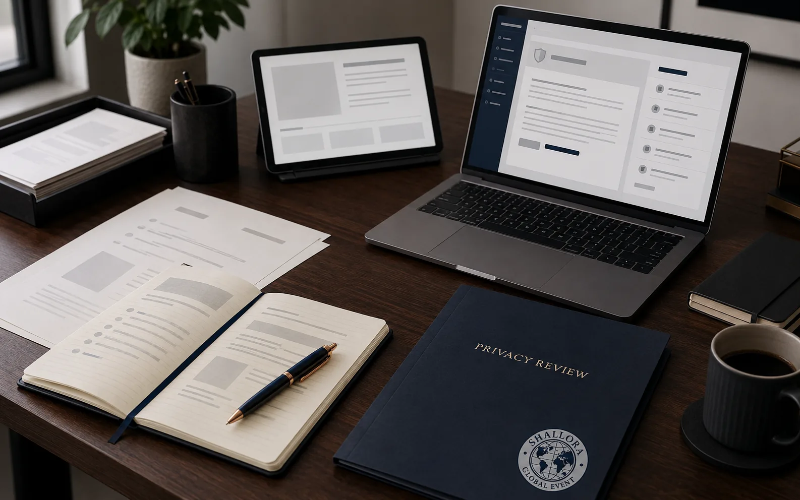 Ilustrasi privacy policy dan pengelolaan data pengguna pada website Shallora.