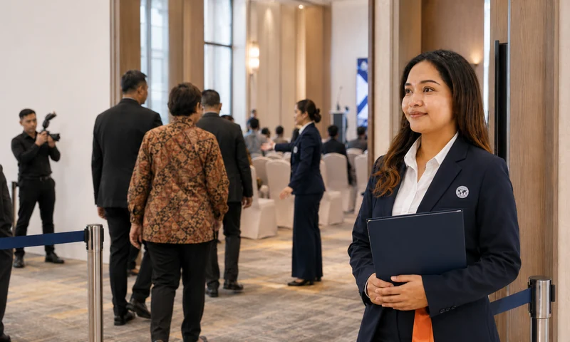 Tim hospitality Shallora mengarahkan tamu pada ceremony korporat dengan alur kedatangan yang tertata.